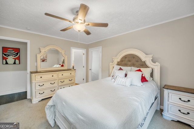 83 Summit Ridge Cir SE, Cartersville, GA 30120 - bedroom with light colored carpet, crown molding, and a ceiling fan