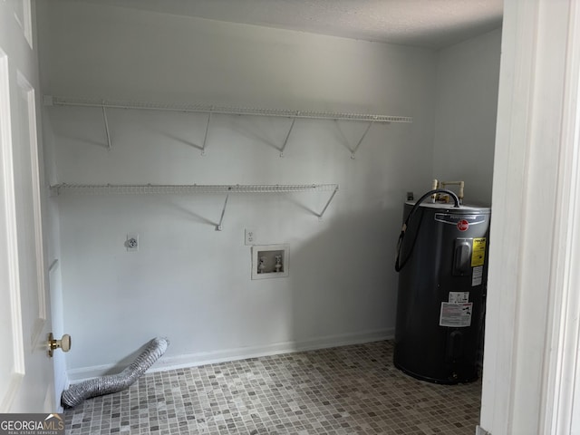 175 Thigpen Rd, Newnan, GA 30263 - laundry area featuring electric water heater, hookup for an electric dryer, hookup for a washing machine, and baseboards