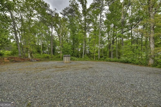 view of yard with gravel driveway