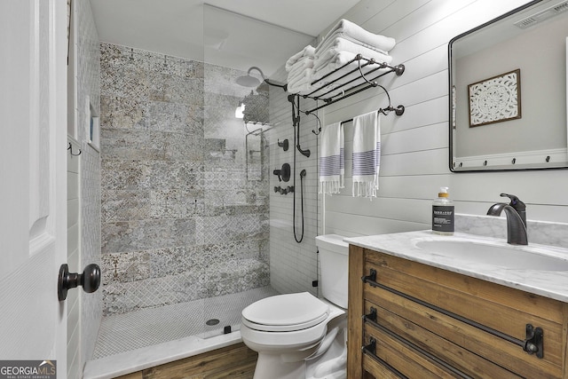 100 Rosemont, Peachtree City, GA 30269 - bathroom featuring toilet, vanity, and tiled shower