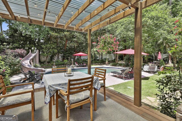 100 Rosemont, Peachtree City, GA 30269 - view of patio featuring a pergola, an outdoor pool, and fence