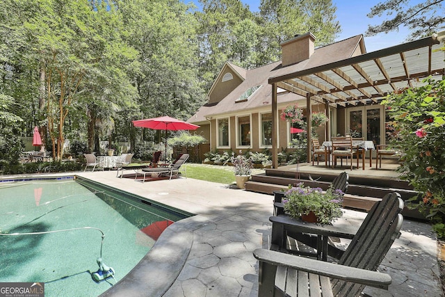 100 Rosemont, Peachtree City, GA 30269 - swimming pool featuring outdoor dining area, a patio, and a pergola