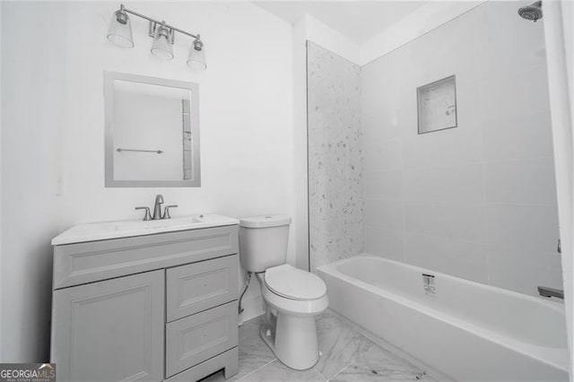 140 Racine St, Atlanta, GA 30314 - full bath featuring vanity, marble finish floors, and shower / bathtub combination