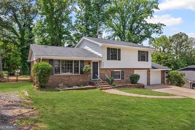6997 Vesta Brook Dr, Morrow, GA 30260 - split level home with brick siding, concrete driveway, and an attached garage