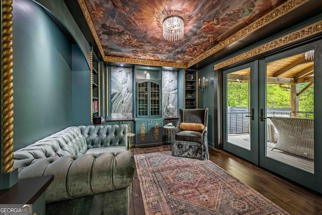 312 Charles Rd, Ellijay, GA 30540 - sitting room with french doors and wood finished floors