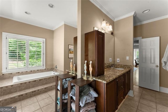 194 Sentinel Pl SE, Marietta, GA 30067 - full bath with tile patterned floors, ornamental molding, a bath, and vanity