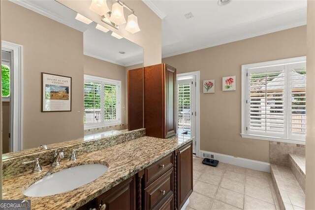 194 Sentinel Pl SE, Marietta, GA 30067 - bathroom featuring ornamental molding, vanity, tile patterned flooring, and baseboards
