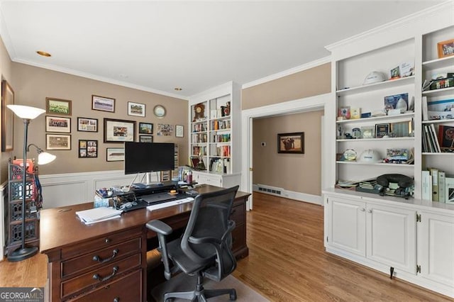 194 Sentinel Pl SE, Marietta, GA 30067 - home office with wood finished floors, ornamental molding, and built in features