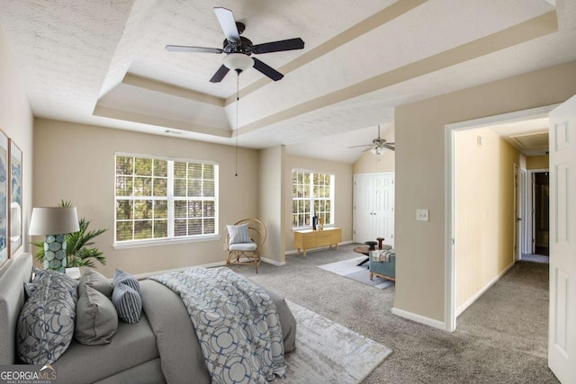 40 Wimberly Way, Covington, GA 30016 - carpeted bedroom with attic access, a raised ceiling, baseboards, and ceiling fan