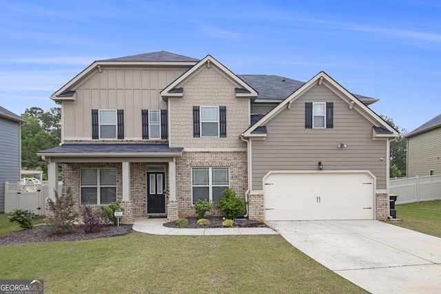 206 Brookview Dr, Newnan, GA 30265 - craftsman-style house featuring brick siding, an attached garage, driveway, and board and batten siding