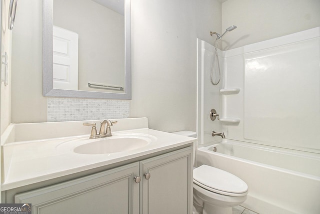 206 Brookview Dr, Newnan, GA 30265 - bathroom with toilet, vanity, and bathing tub / shower combination