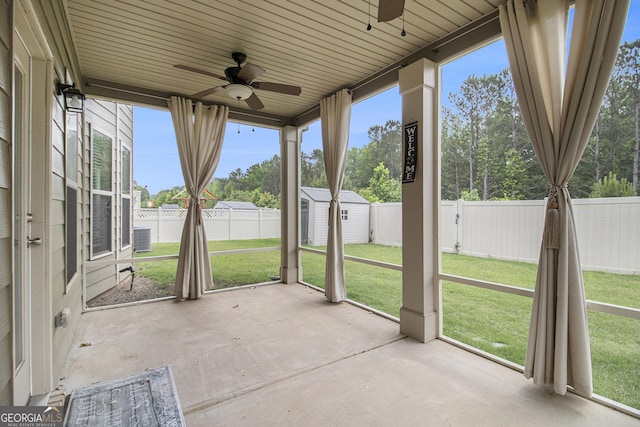 206 Brookview Dr, Newnan, GA 30265 - unfurnished sunroom with a ceiling fan