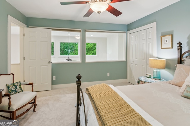 61 Deer Run Rdg, Big Canoe, GA 30143 - bedroom featuring a closet, ceiling fan, carpet floors, and baseboards