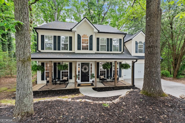 6520 Glen Pond Trce, Cumming, GA 30028 - view of front of property with covered porch, concrete driveway, and a shingled roof