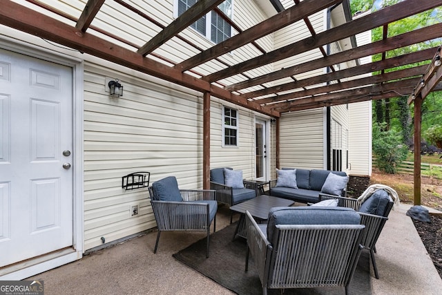 6520 Glen Pond Trce, Cumming, GA 30028 - view of patio with an outdoor living space and a pergola