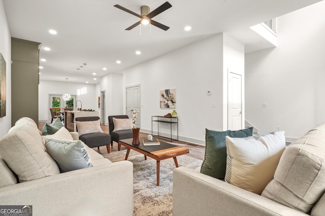 2318 Polar Rock Ter, Atlanta, GA 30315 - living area featuring light wood finished floors, recessed lighting, a ceiling fan, and baseboards
