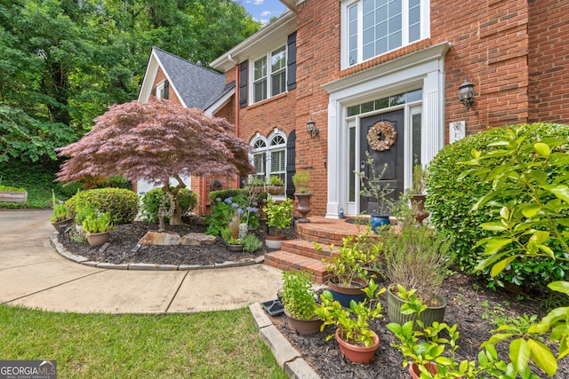 420 Windswept Ct, Roswell, GA 30075 - doorway to property featuring brick siding