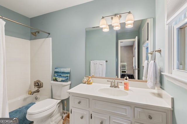 420 Windswept Ct, Roswell, GA 30075 - full bath featuring toilet, shower / bathtub combination with curtain, and vanity