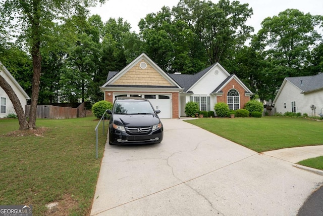 view of front of house featuring driveway, brick siding, and a garage