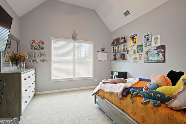 6317 Benbrooke Overlook NW, Acworth, GA 30101 - bedroom with carpet and high vaulted ceiling