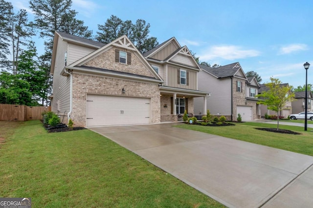 592 Eagles Nest Cir, Auburn, GA 30011 - craftsman house with driveway, board and batten siding, a garage, brick siding, and a residential view