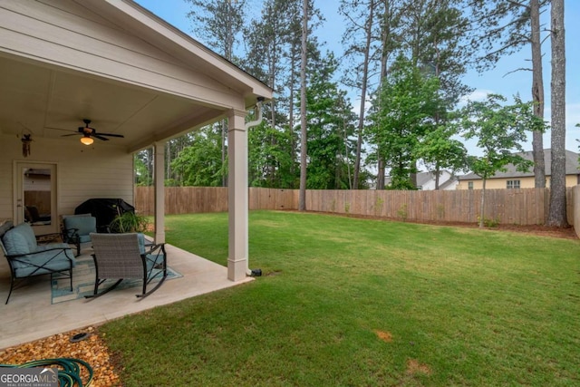 592 Eagles Nest Cir, Auburn, GA 30011 - view of yard featuring a ceiling fan and a patio area