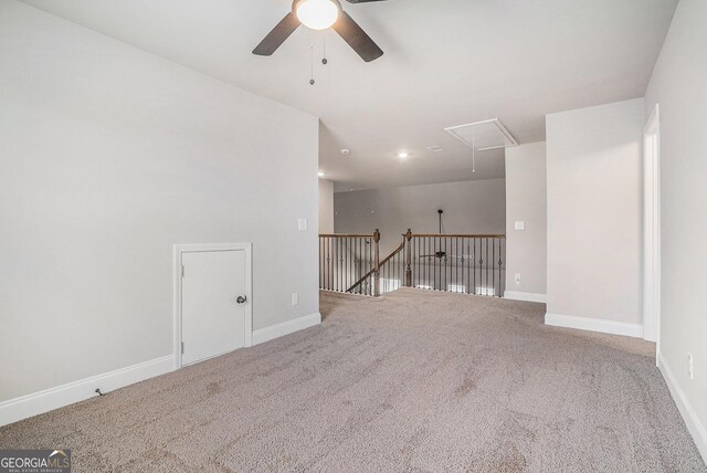 3415 Linstead Ct, Loganville, GA 30052 - unfurnished room with attic access, ceiling fan, carpet floors, baseboards, and recessed lighting