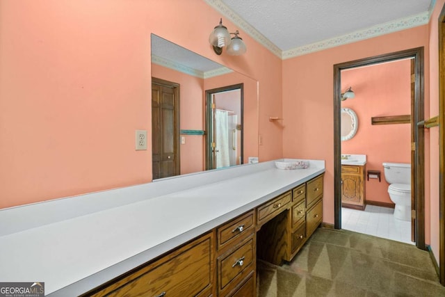 357 Breeze Hill Ln, Canton, GA 30114 - bathroom featuring vanity, a textured ceiling, and tile patterned flooring