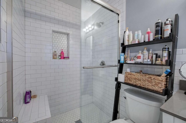 118 Arrowhead Dr, Cartersville, GA 30120 - bathroom featuring a shower stall and toilet