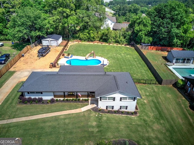 118 Arrowhead Dr, Cartersville, GA 30120 - aerial view of property and surrounding area featuring a pool area