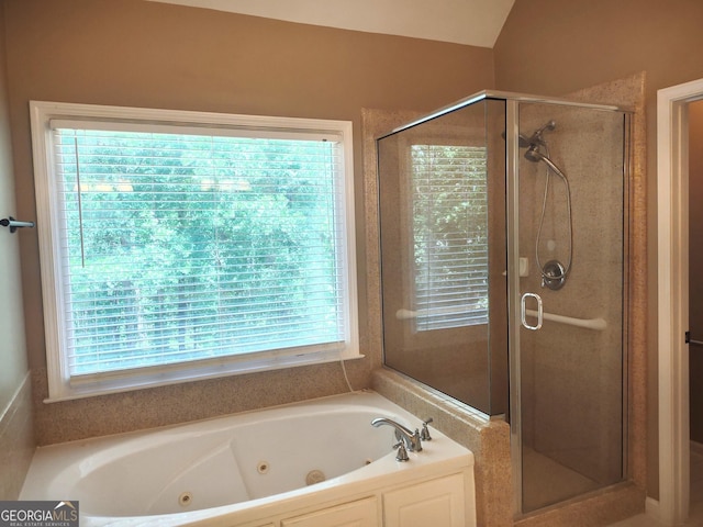 308 Bell Isle, Mcdonough, GA 30252 - full bath with healthy amount of natural light, a shower stall, and a tub with jets