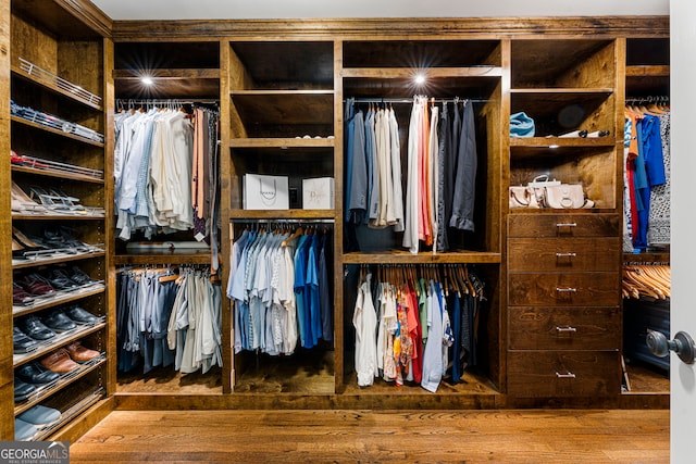 spacious closet featuring wood finished floors
