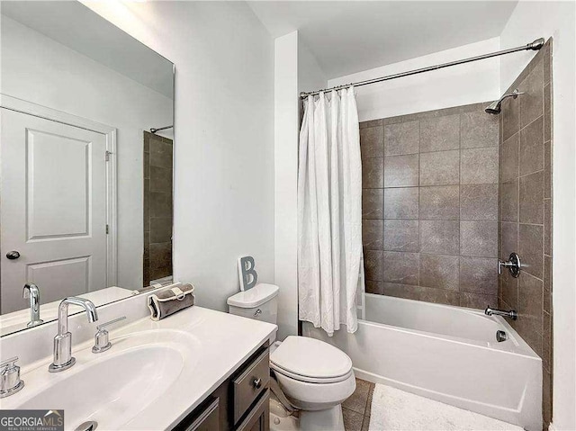 1127 Provence Ln, Decatur, GA 30033 - bathroom featuring tile patterned flooring, shower / bath combo with shower curtain, vanity, and toilet