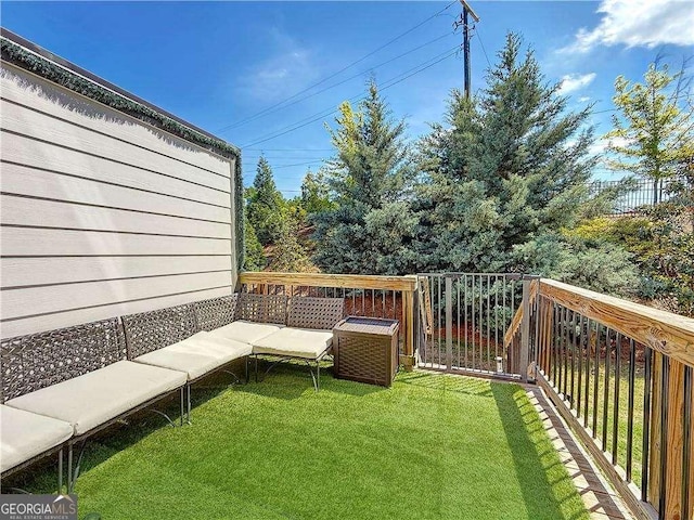 1127 Provence Ln, Decatur, GA 30033 - wooden deck featuring a lawn and an outdoor living space