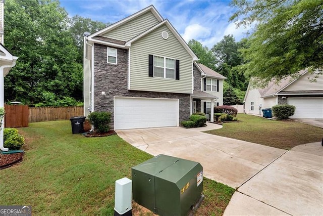 3265 Watson Gate Rd, Loganville, GA 30052 - view of front of home featuring stone siding, an attached garage, and concrete driveway