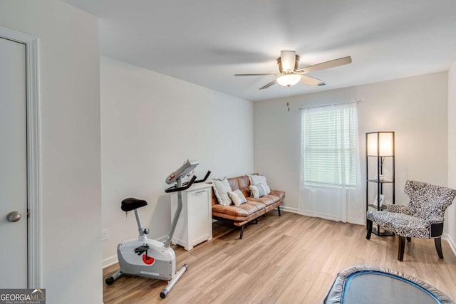 3426 Abbey Way, Gainesville, GA 30507 - living area with a ceiling fan, light wood-style flooring, and baseboards