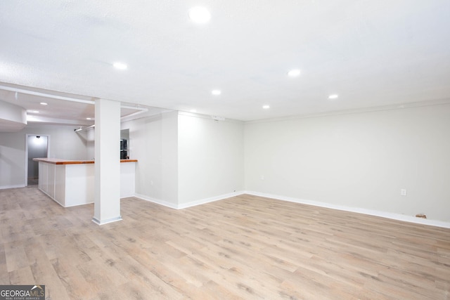 3193 Trasher Cir, Decatur, GA 30032 - finished below grade area featuring recessed lighting, light wood finished floors, baseboards, and bar area