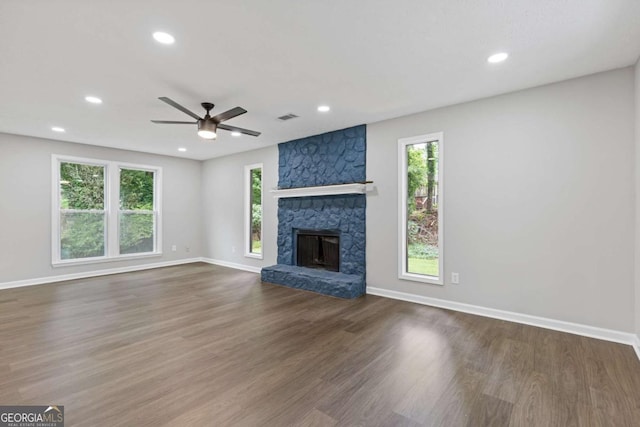 4657 Lou Ivy Rd, Peachtree Corners, GA 30096 - unfurnished living room featuring plenty of natural light, wood finished floors, recessed lighting, and baseboards