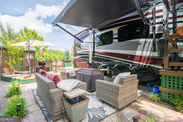 344 Choestoe Falls Cir, Blairsville, GA 30512 - view of patio featuring outdoor dining space and a grill
