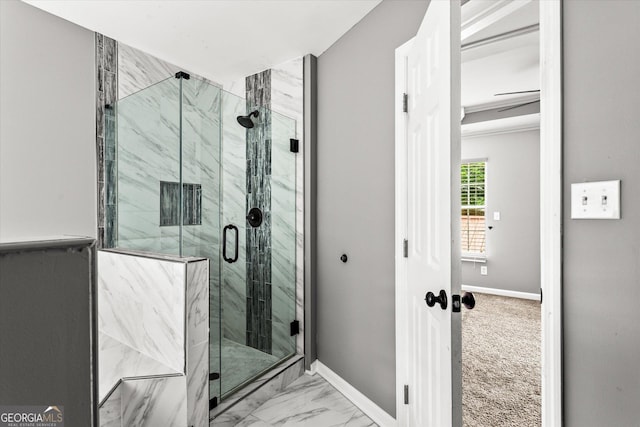 125 Sycamore Dr, Athens, GA 30606 - full bathroom featuring a marble finish shower and marble finish floors