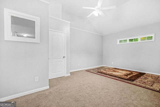 3492 Newtons Crest Cir, Snellville, GA 30078 - carpeted spare room featuring a ceiling fan, lofted ceiling, and baseboards