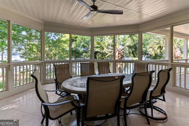 1221 Cosby Cir, Greensboro, GA 30642 - sunroom / solarium featuring a ceiling fan, healthy amount of natural light, and outdoor dining area