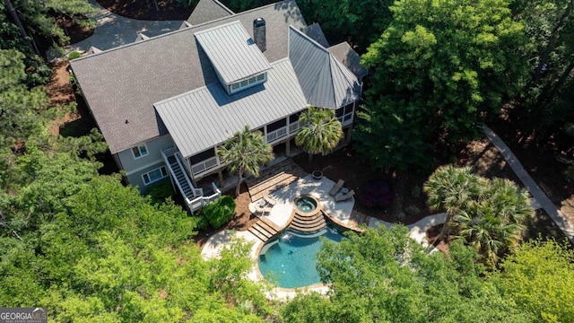 1221 Cosby Cir, Greensboro, GA 30642 - aerial view of property and surrounding area featuring a pool area