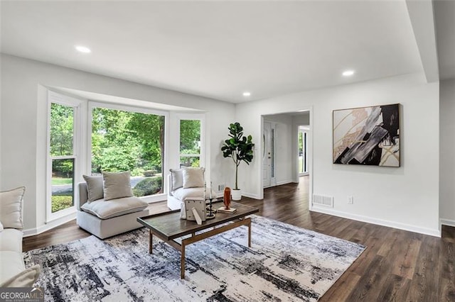 529 Greystone Trl, Marietta, GA 30068 - living area with baseboards, recessed lighting, and dark wood-type flooring