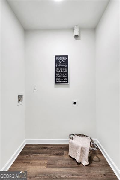 529 Greystone Trl, Marietta, GA 30068 - laundry room featuring washer hookup, electric dryer hookup, and dark wood-type flooring