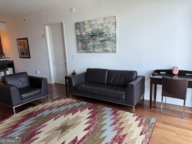 living room with wood finished floors
