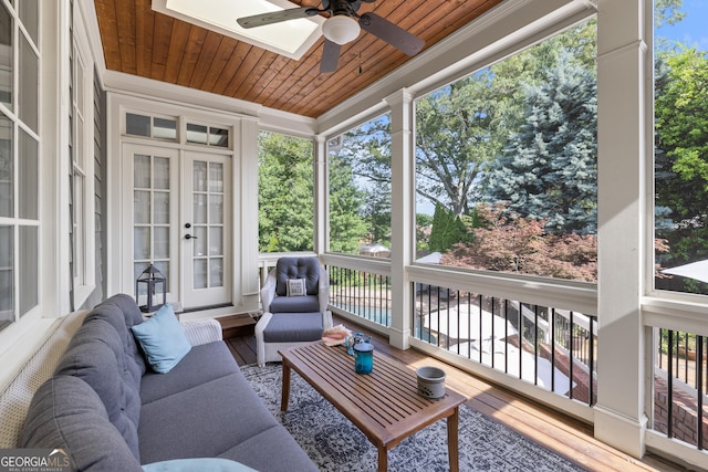 11660 Crabapple Rd, Roswell, GA 30075 - sunroom / solarium with a ceiling fan, plenty of natural light, and an outdoor living space