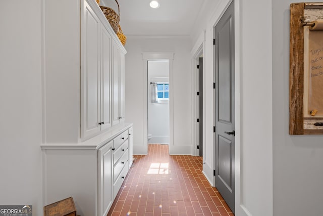 11660 Crabapple Rd, Roswell, GA 30075 - hallway with recessed lighting and brick patterned flooring