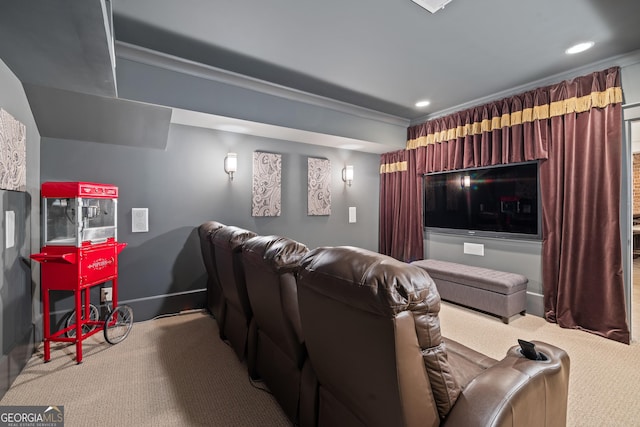 11660 Crabapple Rd, Roswell, GA 30075 - cinema featuring carpet floors, recessed lighting, and ornamental molding