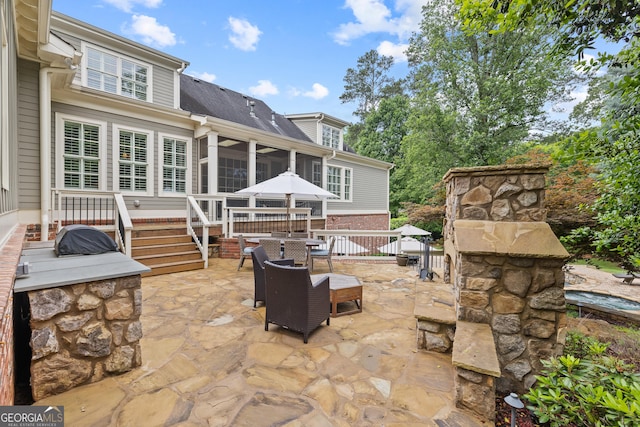 11660 Crabapple Rd, Roswell, GA 30075 - view of patio / terrace featuring a sunroom and a wooden deck
